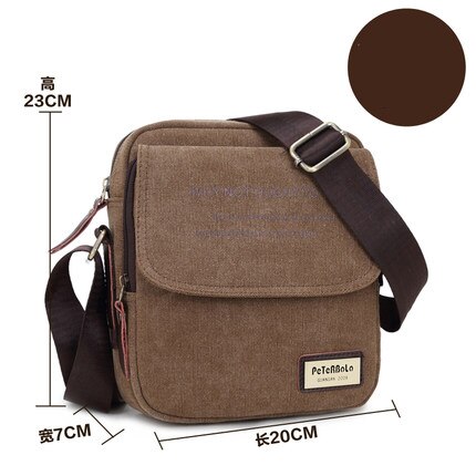 neue Männer Messenger Tasche Leinwand Vintage Schulter Taschen Lässige Kleine Herren Taschen: Deep Khaki SmallSize