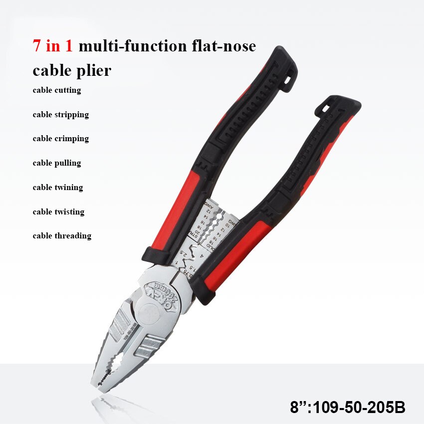 Multifunction Electrician Cable Wire Cutter Plier 8" Long Nose plier Cutting Nippers Stripping Crimpping Hand tools: 7 in 1 plier