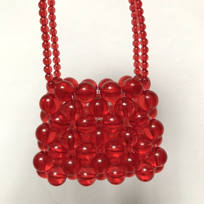 Signore Di Lusso del progettista Perline Fatti A Mano Sacchetti di Mini Sacchetto di Spalla Croce di Cristallo Della Ragazza Tessuto Sacchetto Del Messaggero di Alta Qualità Pera Borse: RED