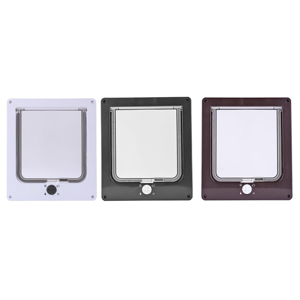 Cat Flap Door with 4 Way Lock Security Flap Door for Dog Cat Kitten Small Pet Gate Door Kit Cat Door Family Pet Safety Door