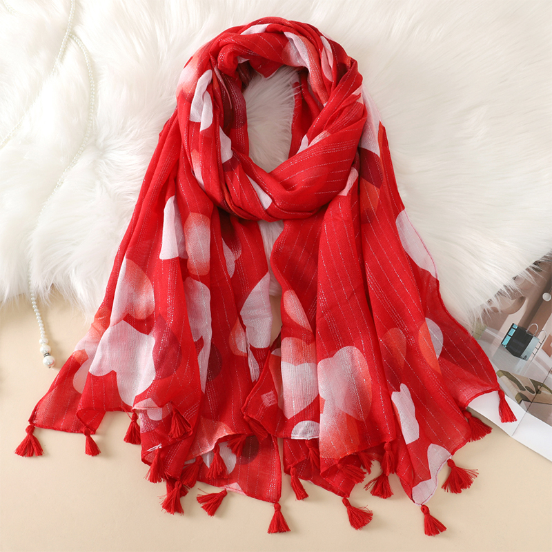 Paisley Abstract Floral Tassel Viscose Shawl Scarf Lady Wrap Thin Pashmina Stole Muslim Hijab 180*90Cm: Ginger