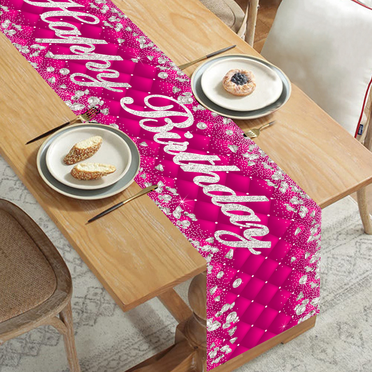 Chemin de Table d'anniversaire en or noir, couverture de Table d'anniversaire, nappe, décoration de fête pour la maison, anniversaire adulte, 18 30 40 50