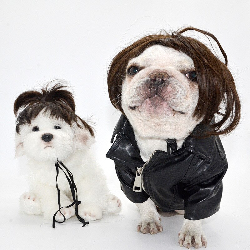 Pelucas para mascotas, accesorios de Cosplay divertidos para perros y gatos, sombrero de pelo de peluquería cruzada, disfraces, accesorios para la cabeza, suministros para mascotas de Navidad