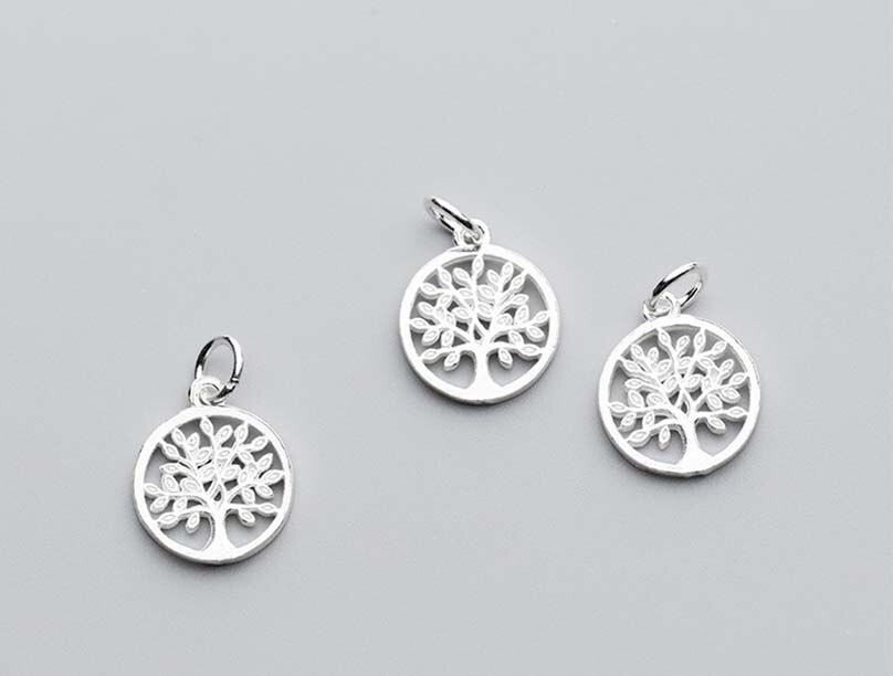 Klassisk 925 sterling sølv udhulet liv træ charms 17 x 14mm sølv smykker vedhæng diy øreringe halskæde