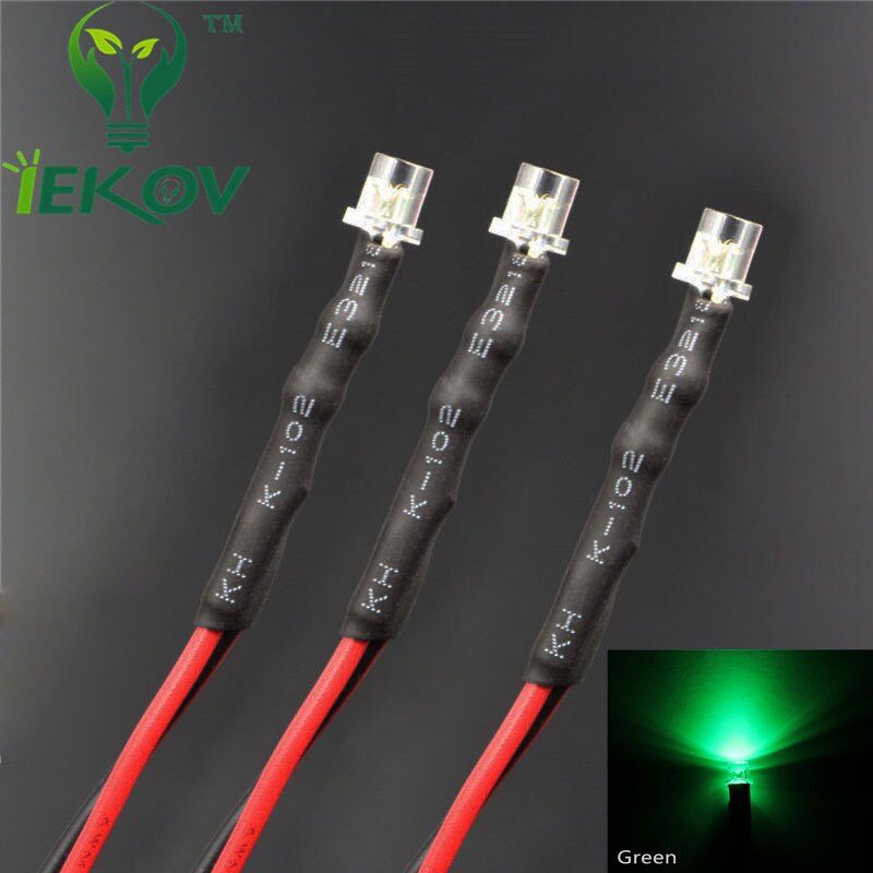20pcs LED 3mm LED DIODE 12V Pre Wired 12v DC Flat top Emitting Diodes Wide Angle 20CM DIY