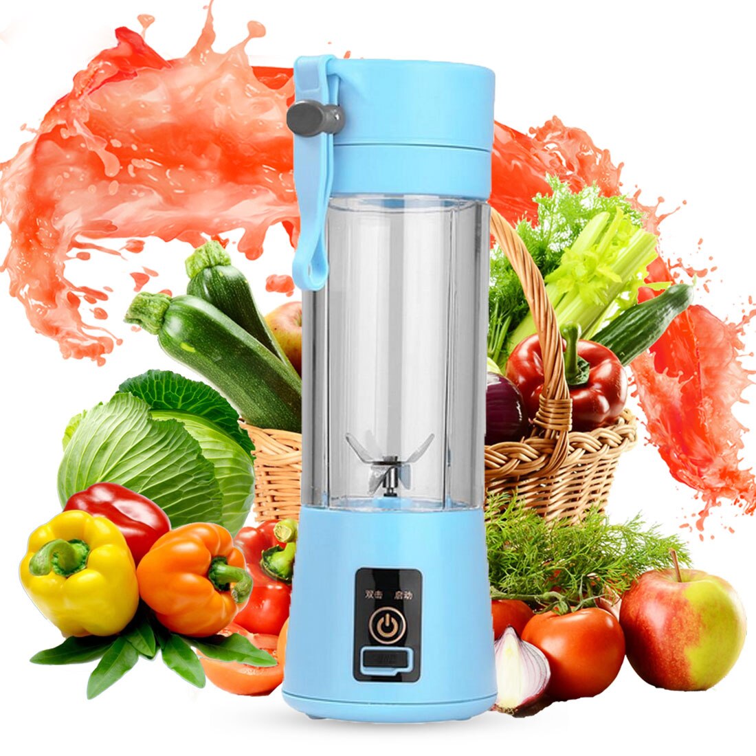 Bärbar mixer usb mixer elektrisk juicer maskin smoothie mixer mini matberedare personlig mixer kopp juice blandare: Blå