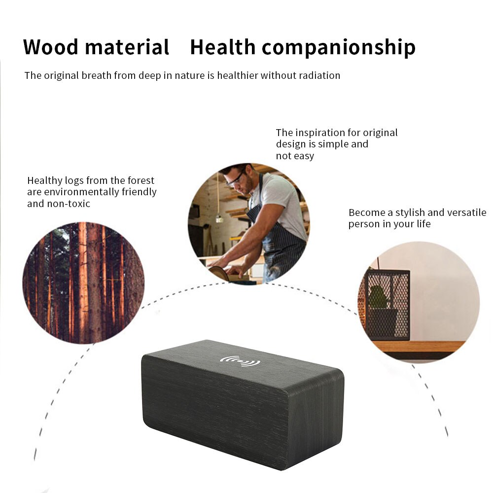 Electric LED Alarm Clock with Phone Wireless Charger Desktop Digital Thermometer Clock with Date 12/24 H Switch