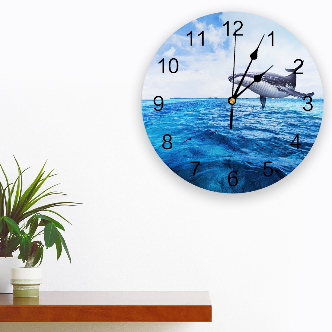 Whale In The Blue Sea Wall Clock Wall Digital Clock Home Decor Wall Clock Modern Living Room Decor