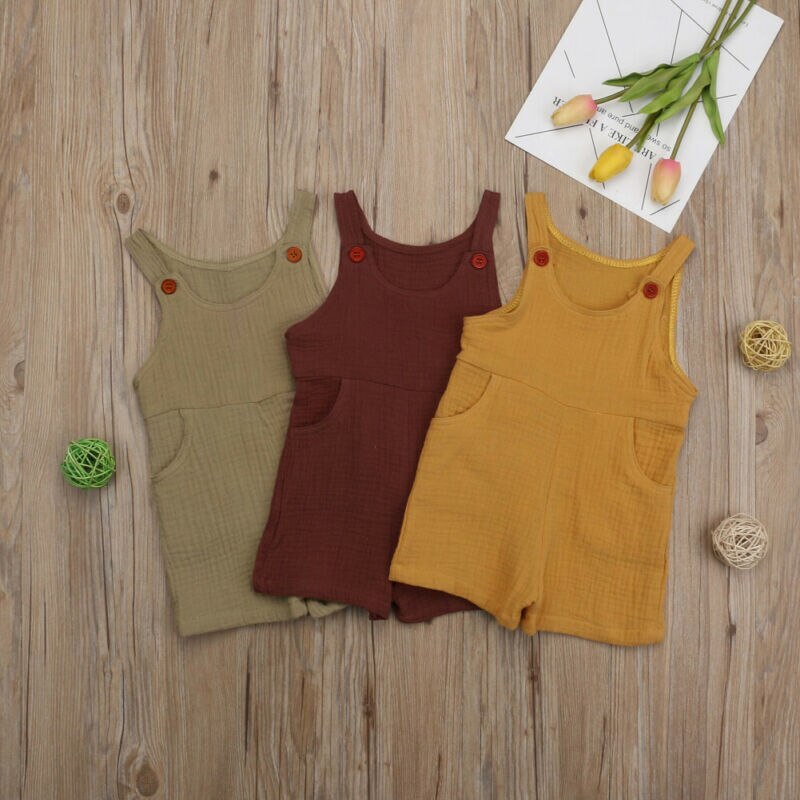 0-3T Baby Peuter Baby Boy Meisje Kleding Katoen Linnen Romper Jumpsuit Zomer Mouwloze Overalls Playsuit Ouftit
