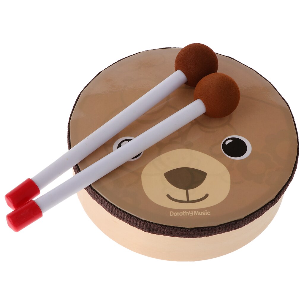 Patrón de oso de dibujos animados, tambor de mano, juguete de percusión para instrumentos musicales, aprendizaje, Educación Temprana, de cumpleaños