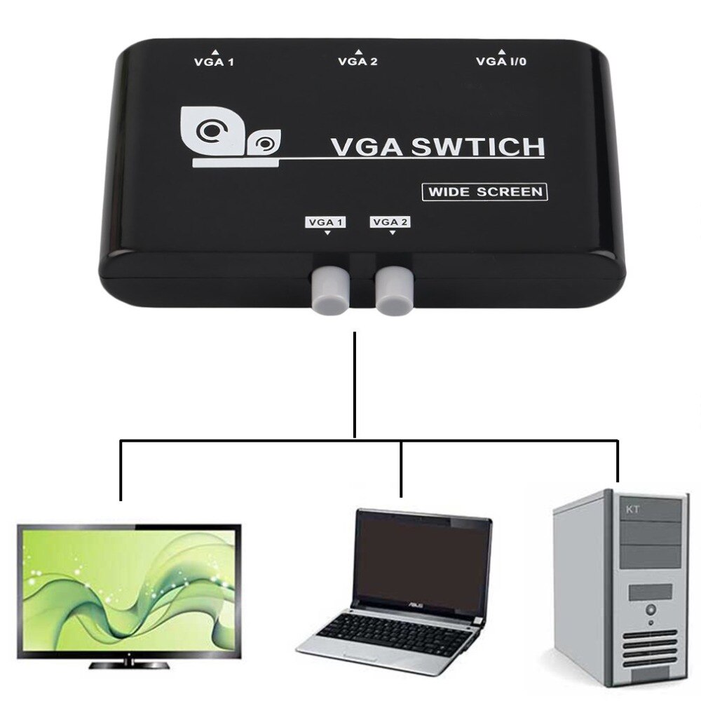Kebidumei mini 2- porttinen vga-valintalaatikko vga/svga manuaalinen jakaminen valitsinkytkin kytkinlaatikko 2 in 1 lähtö lcd pc kannettavalle tietokoneelle