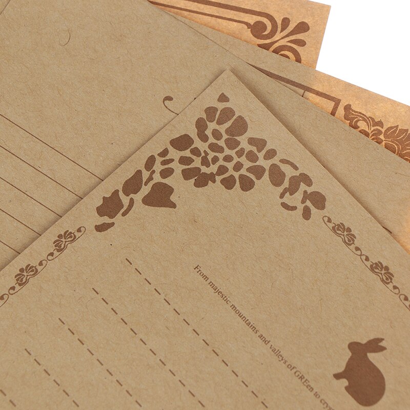 Juego de 8 hojas de papel de escritura Estilo Vintage europeo, Papel Kraft con letras de buena , material de papelería para cultura, suministros escolares de oficina