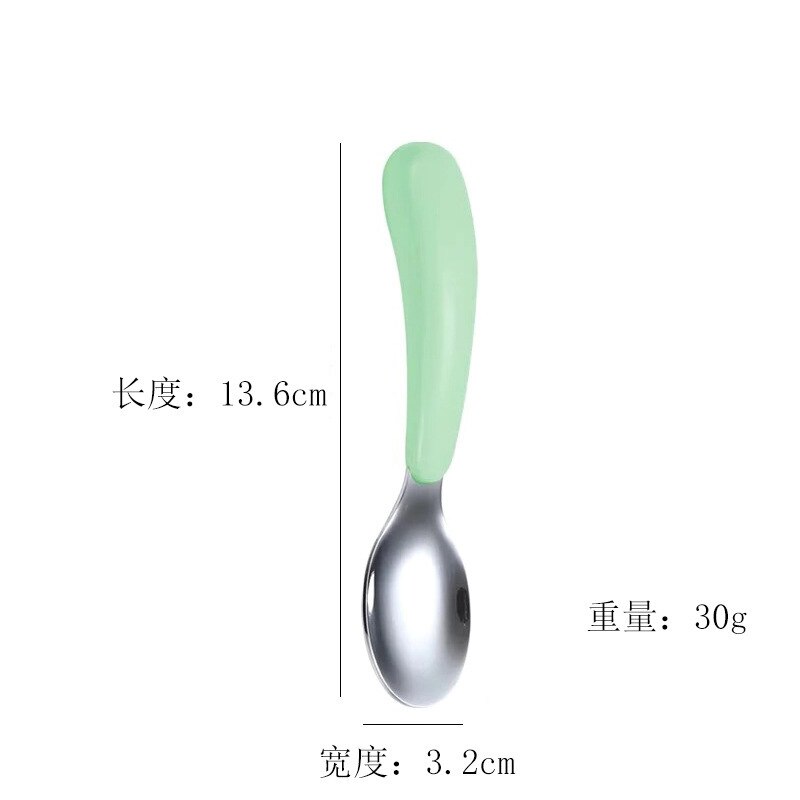Service de table pour nourrissons, pour nourrissons, fourchette Gadgets en acier inoxydable 304 sans BPA, vaisselle de dessin animé, couverts: Green Spoon