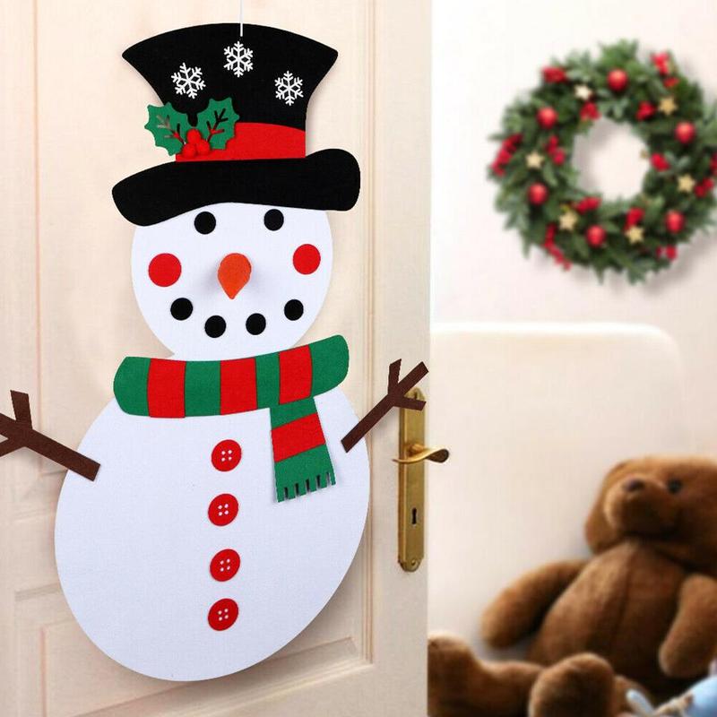 DIY Kerst Voelde Sneeuwpop Deur Muur Opknoping Speelgoed Xmas Nieuwjaar Decor Kids Ornament Handgemaakte Kerst Sneeuwpop