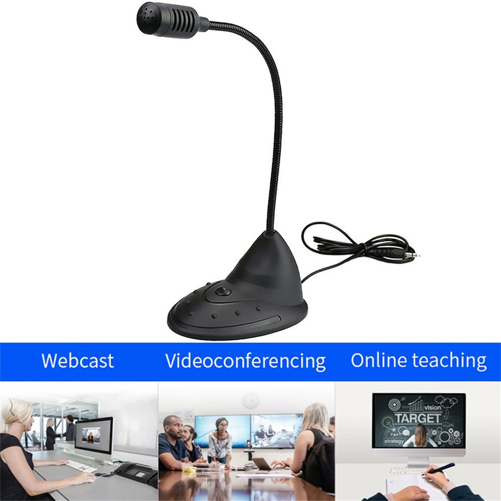 Speech Microphone 3.5mm Plug Gooseneck Mic Flexible Stand Mini Studio Mic With Wire For Computer PC Desktop Notebook