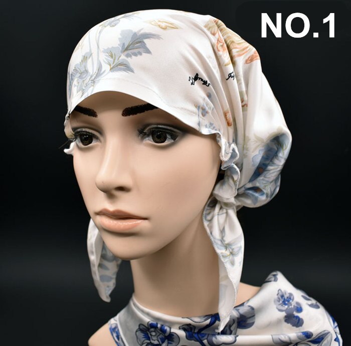 100%  silke nat hætte blød sovende hætte nat wrap hoved cover til hårpleje elastikbånd: Nr. .1