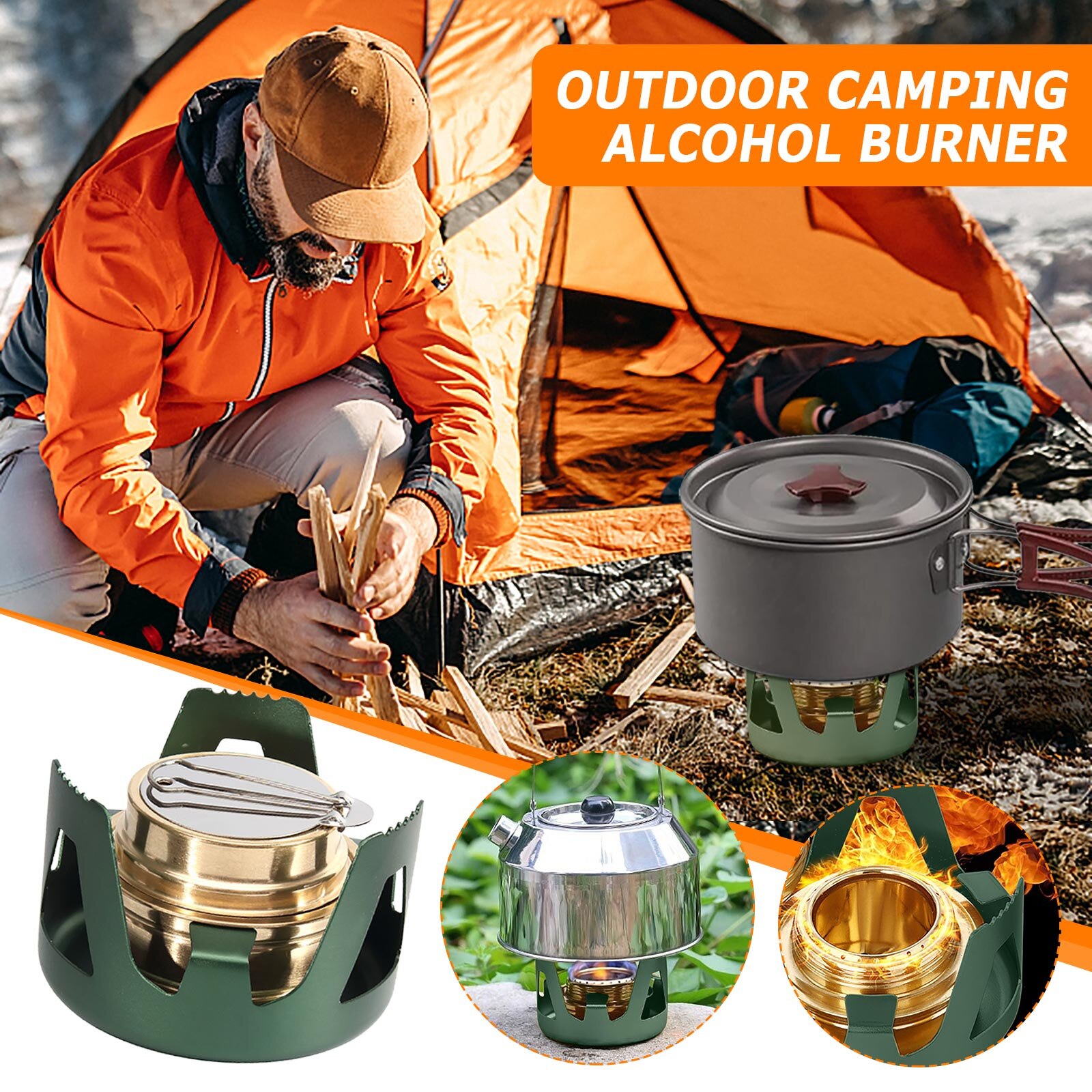 40# Mini Outdoor Portable Liquid Solid Alcohol Stove Field Stove Camping Vaporization Solid Alcohol Stove Stove Accessories