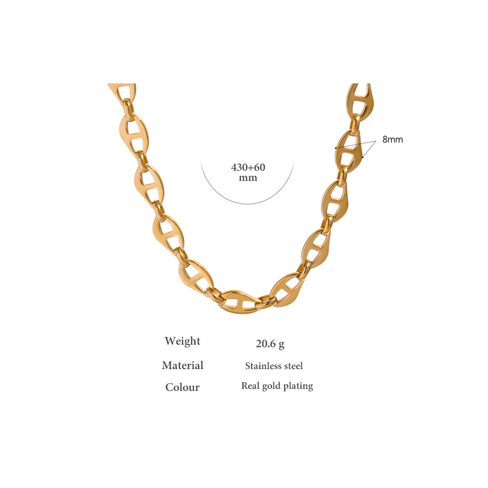 Yhpup 316l colar de corrente de aço inoxidável para as mulheres statement metal textura colar de colar grosso à prova dwaterproof água jóias presente