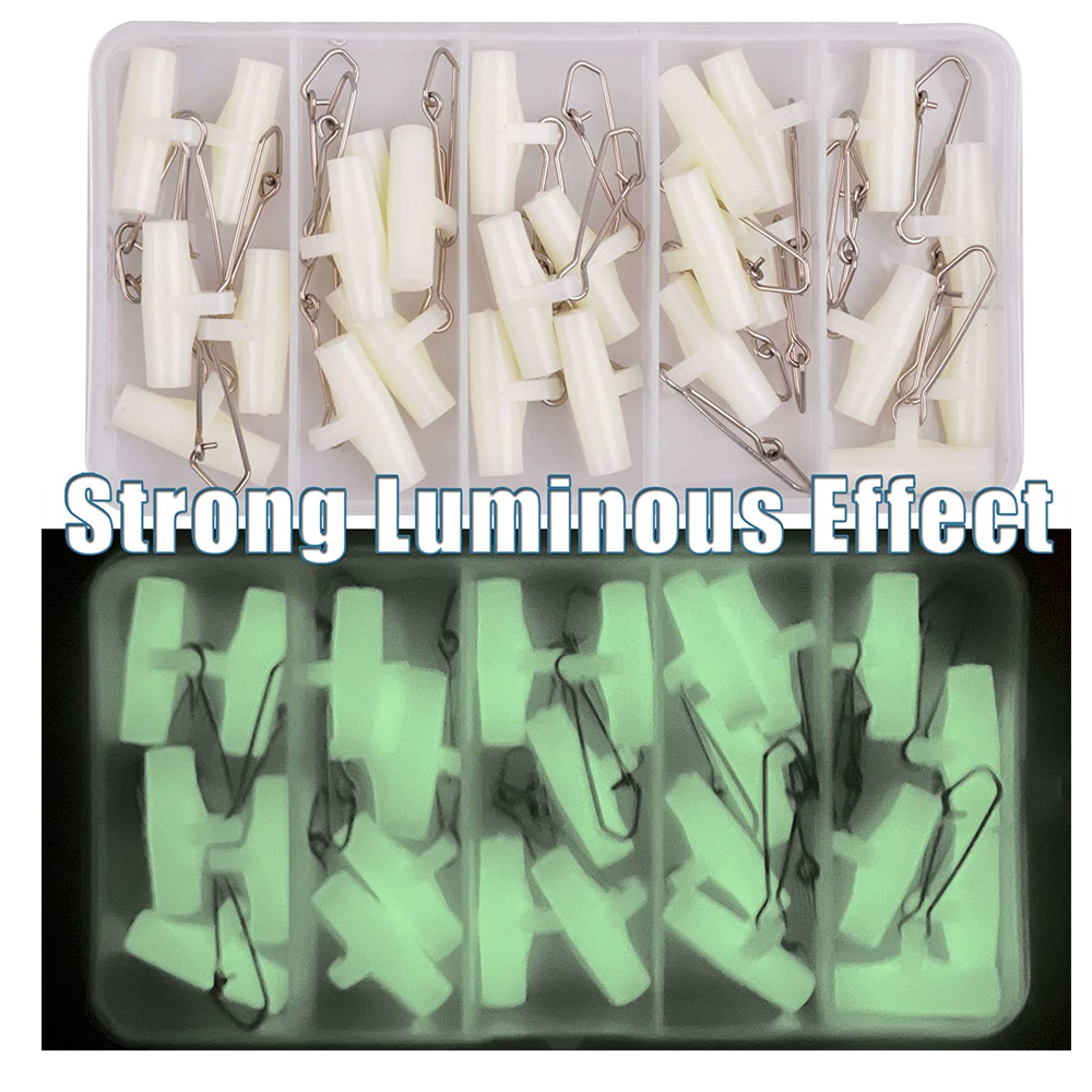 25/30Pcs Luminous Fishing Weight Sinker Sliders with Duo Lock Snap Heavy Duty Saltwater Fishing Connector Catfish Rig Tackle: 25Pcs Luminous