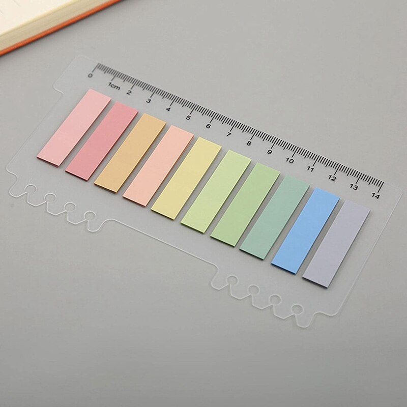 6 Pack 1200 Stuks Sticky Tabs Met Liniaal, Beschrijfbare Verplaatsbaar Bijbel Index Tabs, Pagina Boek Markers, bestanden Classificeren