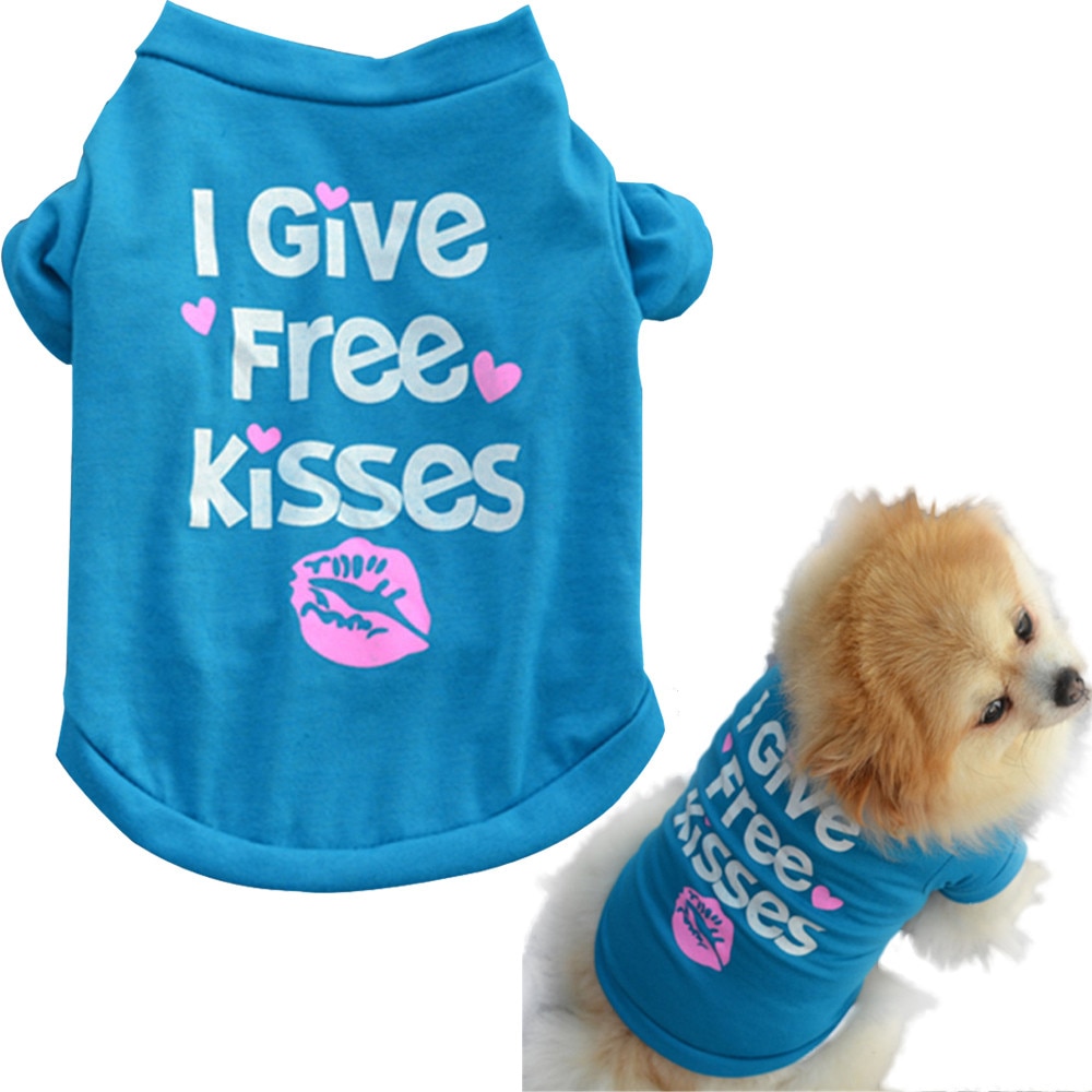 Klassisk jeg giver gratis kys print hund vest unisex hvalp kat t shirt ærmeløs tøj søde hundetøj til lille doggy  #1