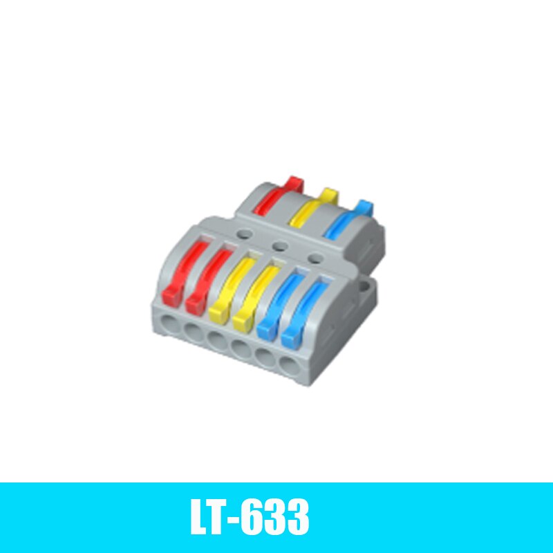 Wire Connector 2 In 4/6 Out Wire Splitter Terminal LT-422 633 623 933 Compact Wiring Cable Connector Push-in Conductor: LT-633 / 30pcs