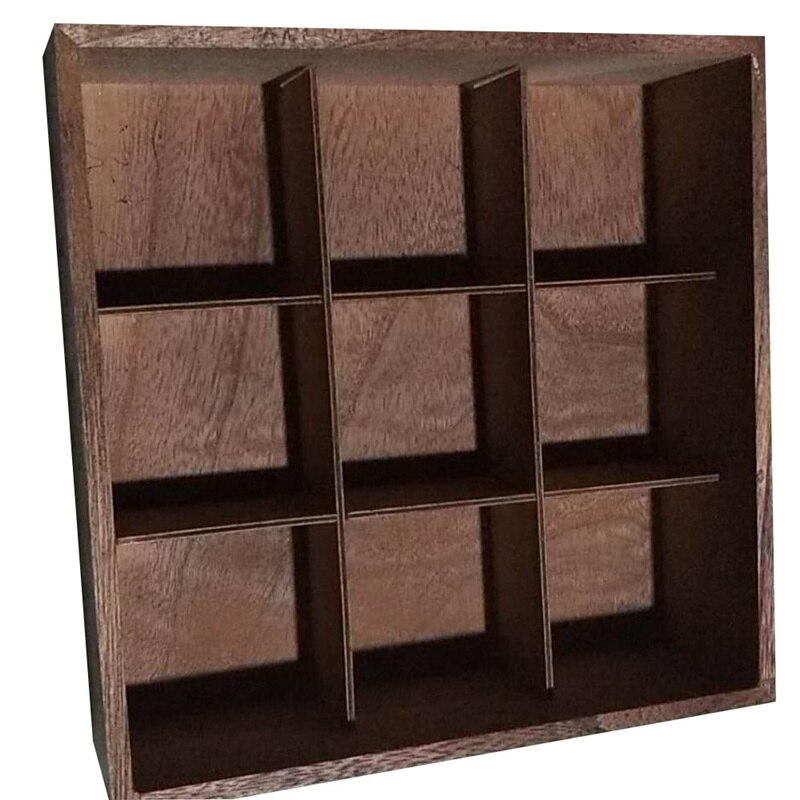 Wooden Tea Box Organizer with Lid 9 Compartments Bamboo Tea Box Retro Style Tea Bag Storage Boxes Holder Home Tea Jewelry Holder