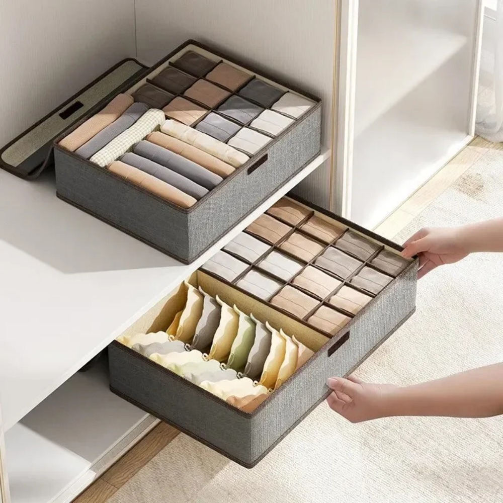 Underwear Storage Box Organizer Fabric Storage Compartments Drawer Type Storage Box Wardrobe Organizer Clothes Foldable Home