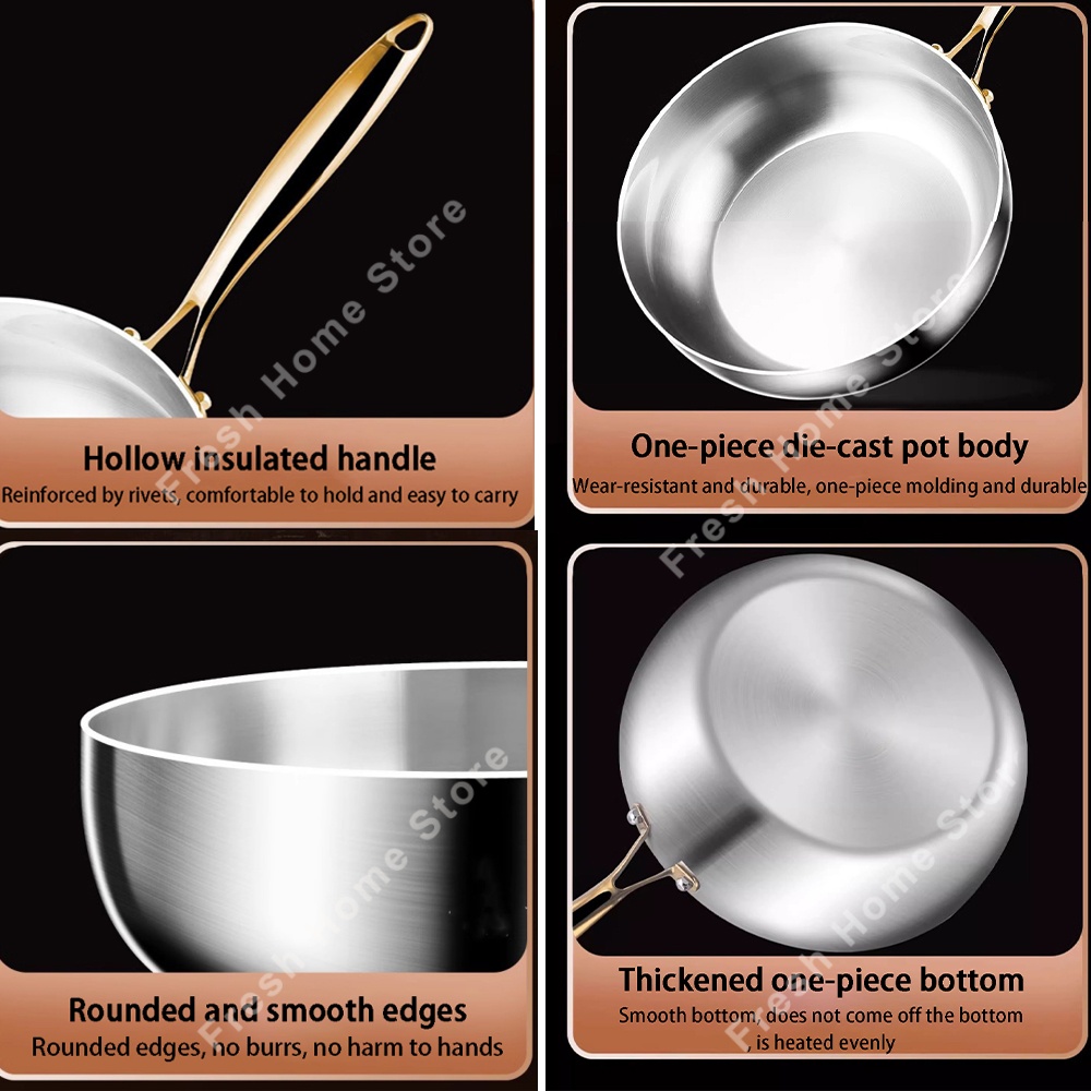 Sartén para freír, ollas antiadherentes, sartenes Wok de acero inoxidable 316, para el hogar, mesa de cocina eléctrica de inducción, utensilios de cocina, cacerola nueva