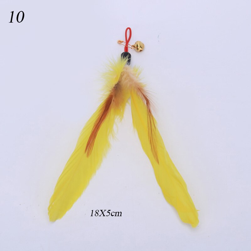 L40 cute cat toys 1pc cat feather toys, kitten interactive teaser bell feather stretch fishing rod play wand pets replacement head: 10