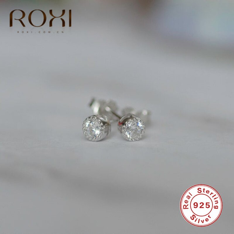 ROXI Women Classic Shining Zircon Small Stud Earrings Piercing Ear Jewelry 925 Sterling Silver Austrian Crystal Earring