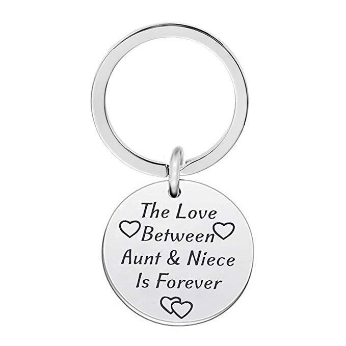 Familie kærlighed nøglering fersken hjerte cirkel kærlighed mellem tante og niece rustfrit stål nøglering nøglering: Cirkel