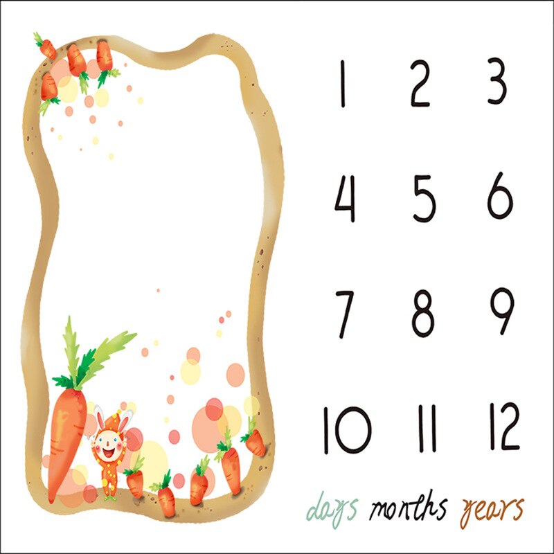 Baby Milestone Foto Props Achtergrond Dekens Dier Patroon Baby Speelmatten Achtergrond Doek Kalender Foto Accessoires Nordic: EF-91