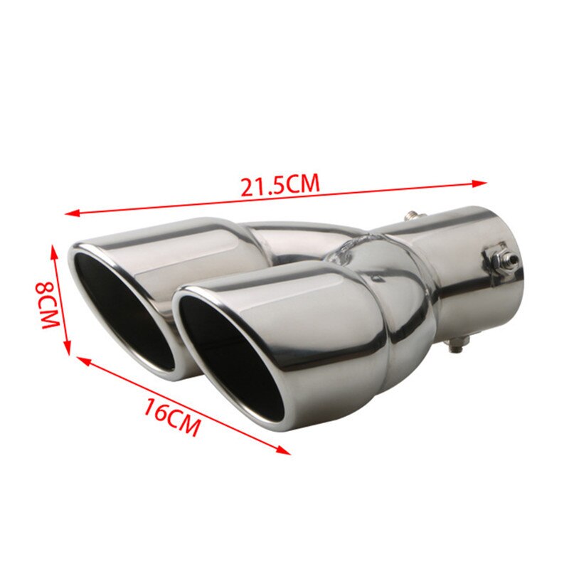 63mm Car Exhaust Pipe Muffler Tail Pipe Double Outlet Tailpipe Universal Stainless Steel Dual Rear Muffler Noise Canceller