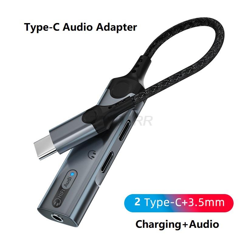 Type-C Headphone Adapter 3 in 1 USB C to 3.5mm Audio Converter USB C Audio Splitter and 60W Charging for iPhone15 Galaxy S23 S22