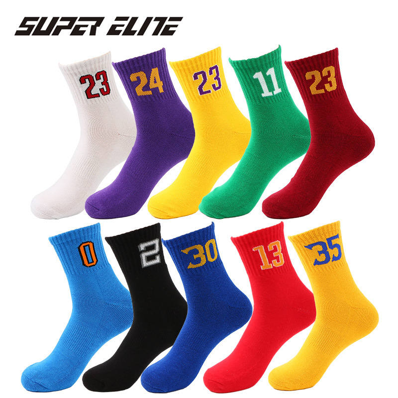 Outdoor Sport Basketbal Running Fitness Sokken Met Beroemde Sterren Nummers Snel Droog Verdikte Ergonomisch Sportkleding