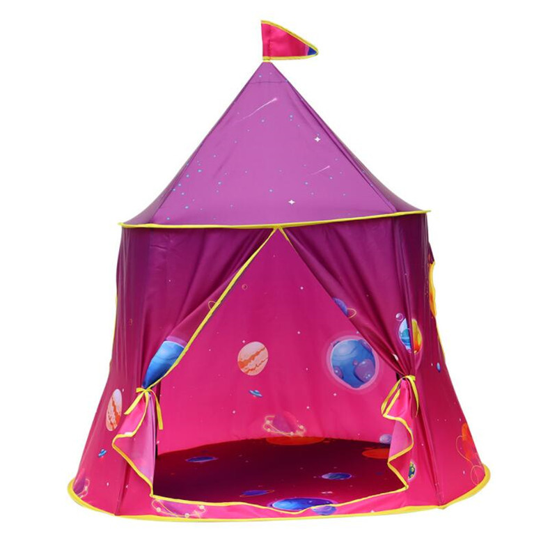 1,3 M Tragbare kinder Zelt Wigwam Klapp Kinder Zelte Tipi Baby Spielen Haus Große Mädchen Rosa Prinzessin Burg Kind room Decor: Purple-5
