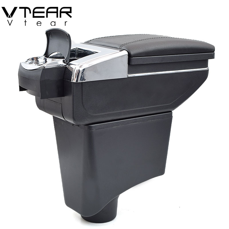 Vtear For Dacia Renault sandero accessories car armrest leather arm rest usb storage box car-styling decoration interior