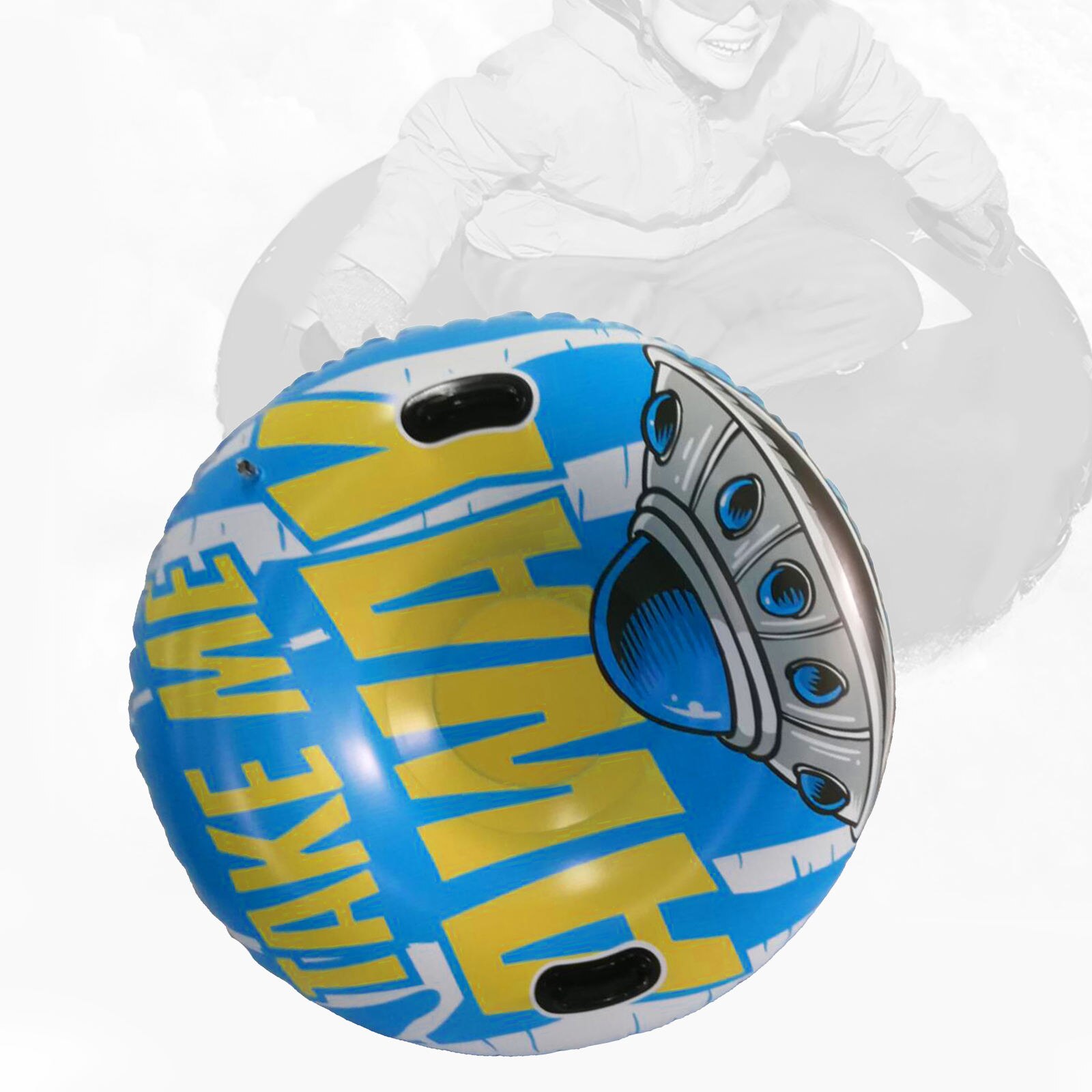 Tubo da neve gonfiabile in PVC-fondo spesso sci con maniglie per adulti: 90cm UFO