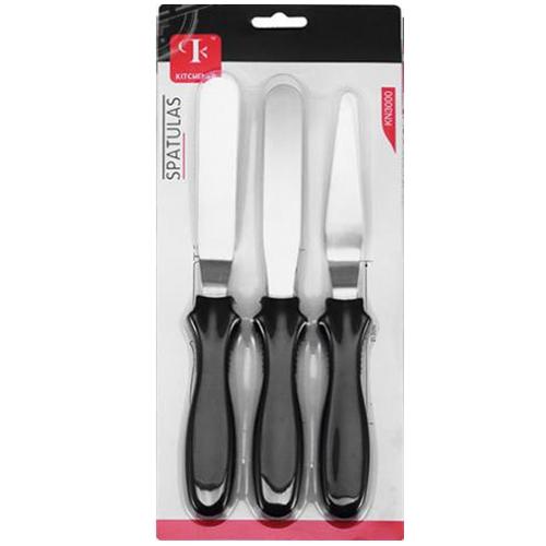 Spatel 3 Stks/set Blade Schuine Espatula Cake Icing Spatel Smooth Vullen Tool Cutter Set Bruiloft Valentijn Bakken Gebak Tool: Black