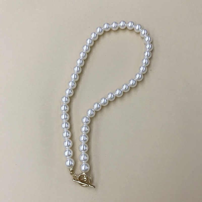 Punk Imitation Perle Choker Halskette Kragen Erklärung Gold Farbe Lasso Anhänger Halskette für Frauen Schmuck collier femme chocker