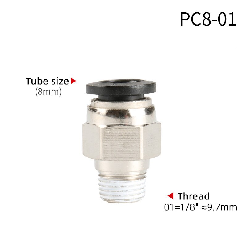 1PCS Pneumatic Quick Connector PC 4MM-12mm Hose Tube Air Fitting 1/4" 1/8" 3/8" 1/2"BSPT Male Thread Pipe Coupler: PC8-01