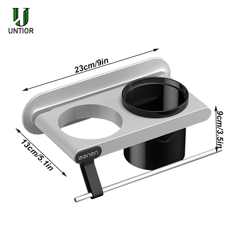 UNTIOR Plastic Föhn Houder met Storage Cup Wall Mount Föhn Plank Opslag Nail Gratis Slaapkamer Badkamer Accessoires Set