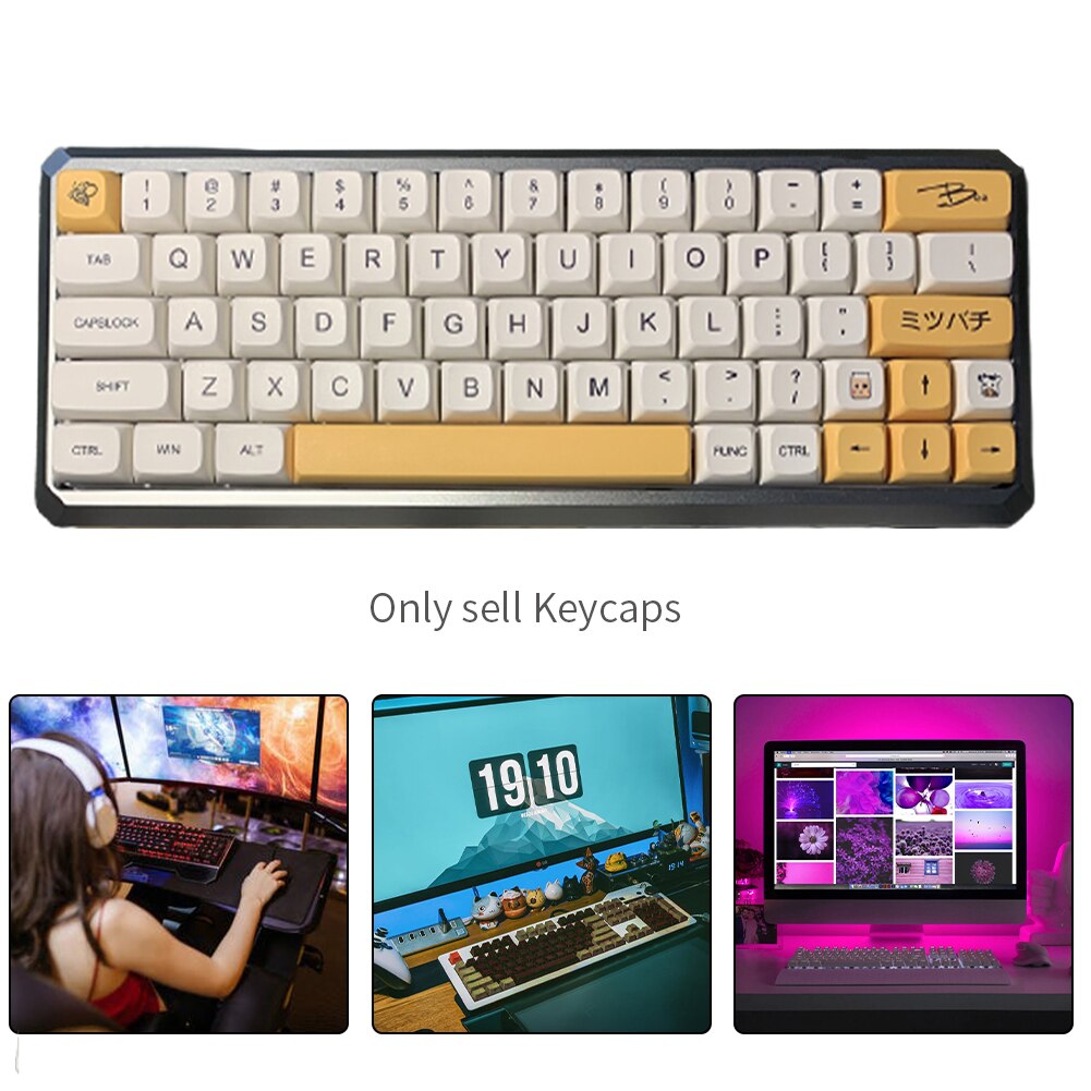 1 set home office cute multicolored computer gaming universal honey milk theme mechanical for mx switch ergonomic keyboard cap