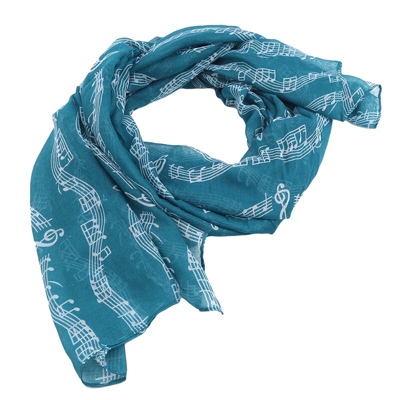 Speciale prijs dames muzieknoot chiffon halssjaal sjaal sjaals lange schoonheid dames sjaal zwart/wit/khaki: Groente