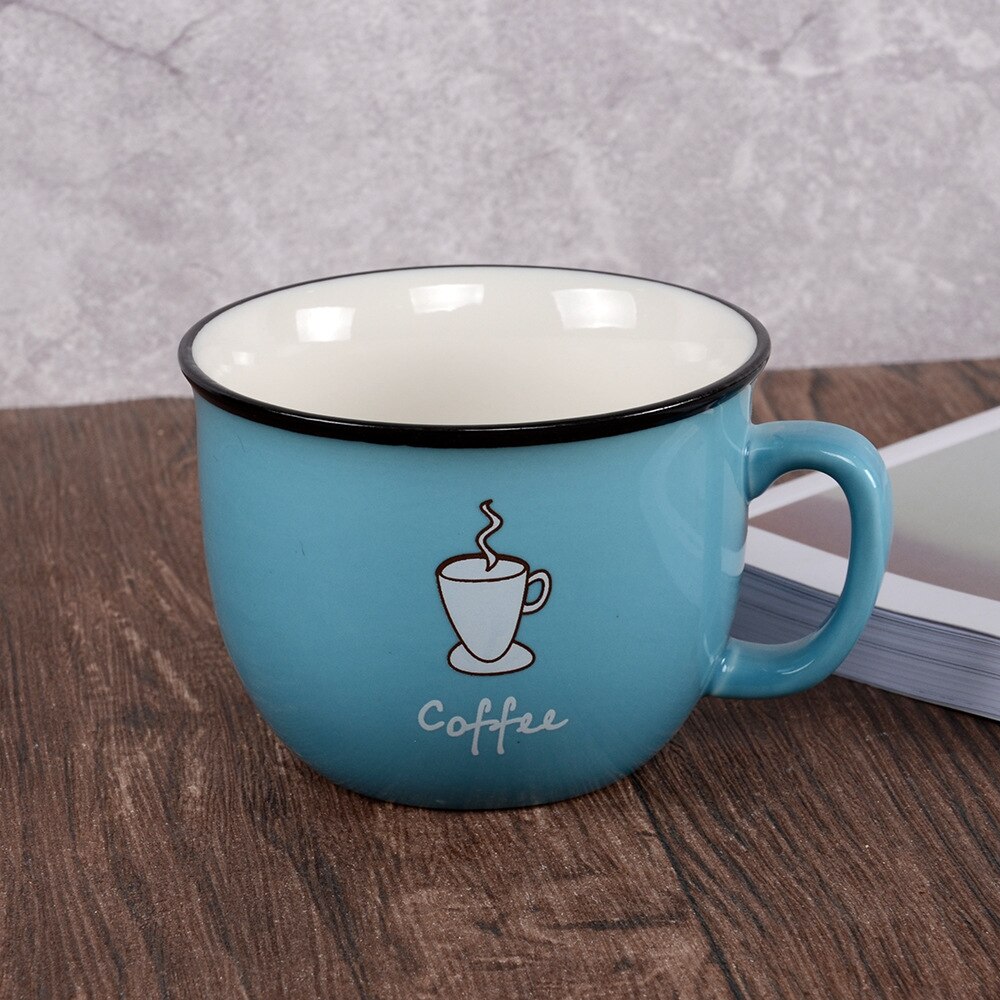 Zakka krus slik farve keramisk kaffe mælk morgenmad kop: Blå