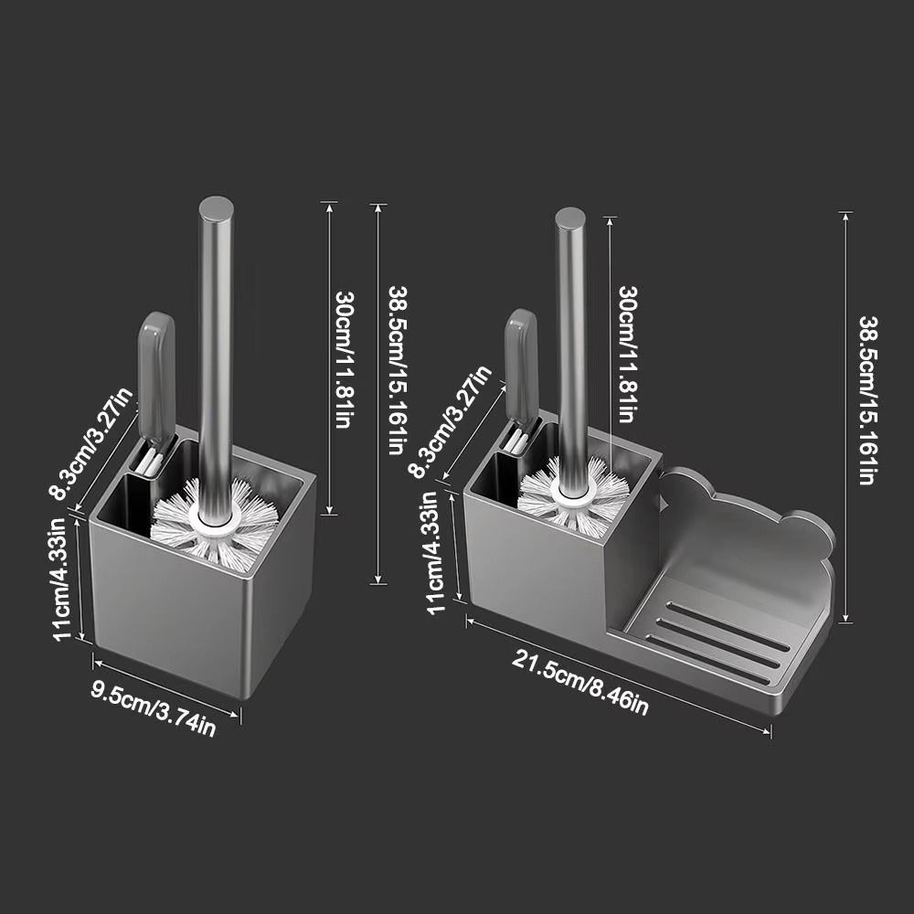 Nail-free Toilet Brush Holder Rack Durable No Punching Floor Toilet Cleaning Tool Nylon Bristles Long Handle