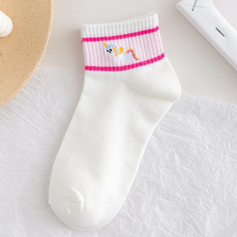 Calcetines cortos de algodón con estampado de arcoíris para mujer, medias de estilo Harajuku, con dibujo de fruta, fresa, primavera y verano: 9