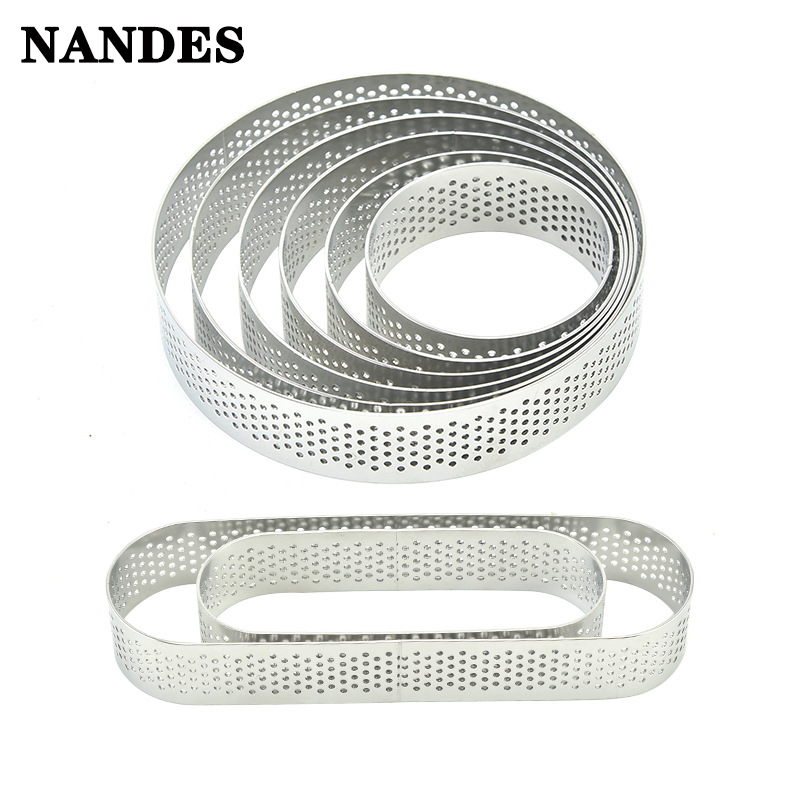 Edelstahl perforierter nahtloser Tortenring, Quiche-Ring, Tortenform, Kuchenform, nahtloses Backzubehör, Ausstecher