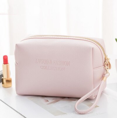 Neceser grande de piel sintética para mujer, bolsa de maquillaje impermeable con cremallera, neceser de viaje, organizador de maquillaje, estuche de belleza, 1 ud.: M-Pink